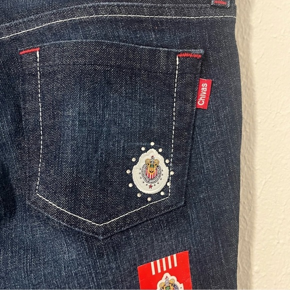Rare Chivas Sz 11 Blue Flare Wide Leg Jeans Denim Embroidery Game Statement NWT - Picture 6 of 16